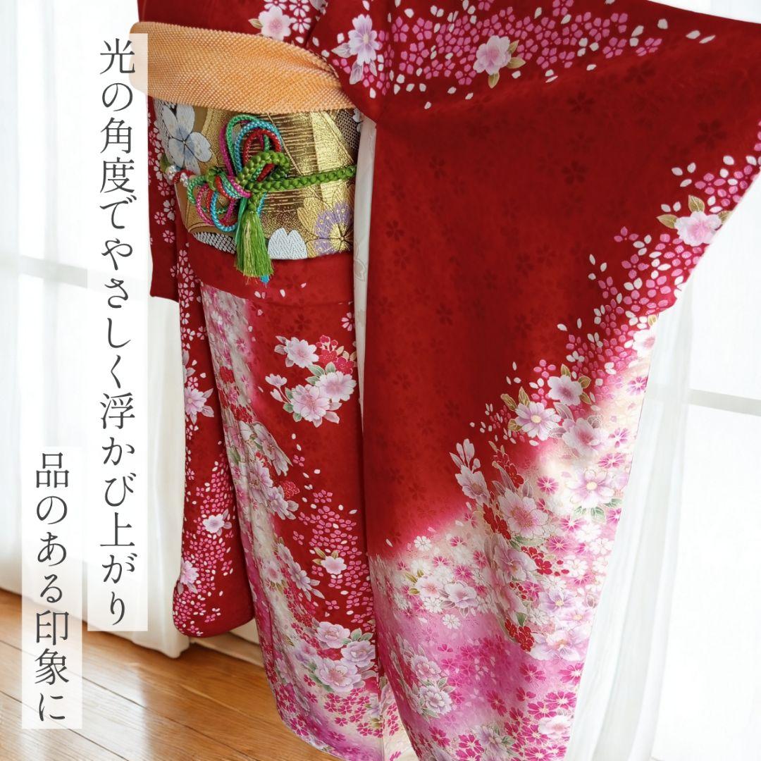 ★新年特価！値下げ★一蔵 正絹赤振袖6点セット｜桜模様入り│成人式・前撮り
