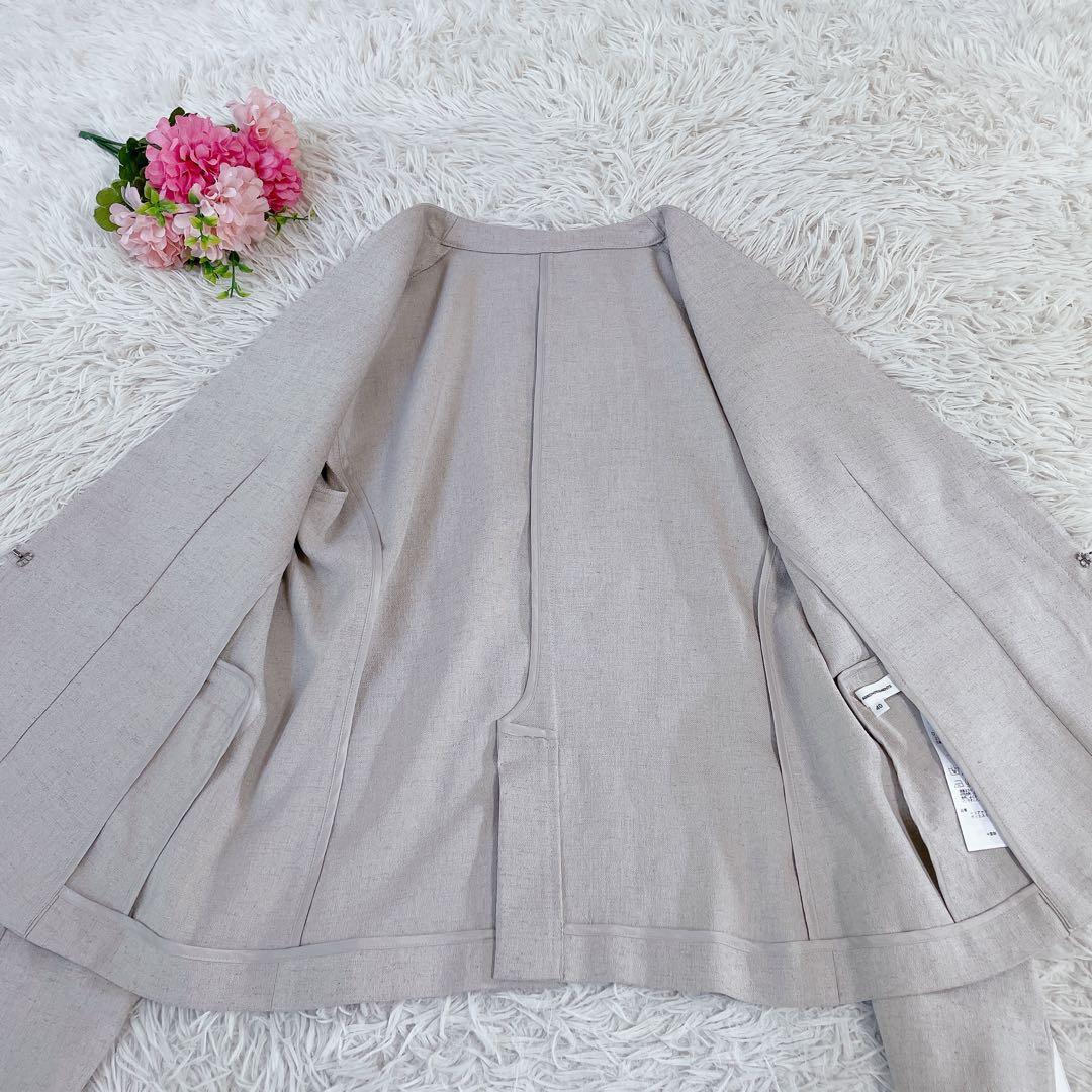 新品　23区　ノーカラージャケットスーツ　セットアップ　40 ベージュ