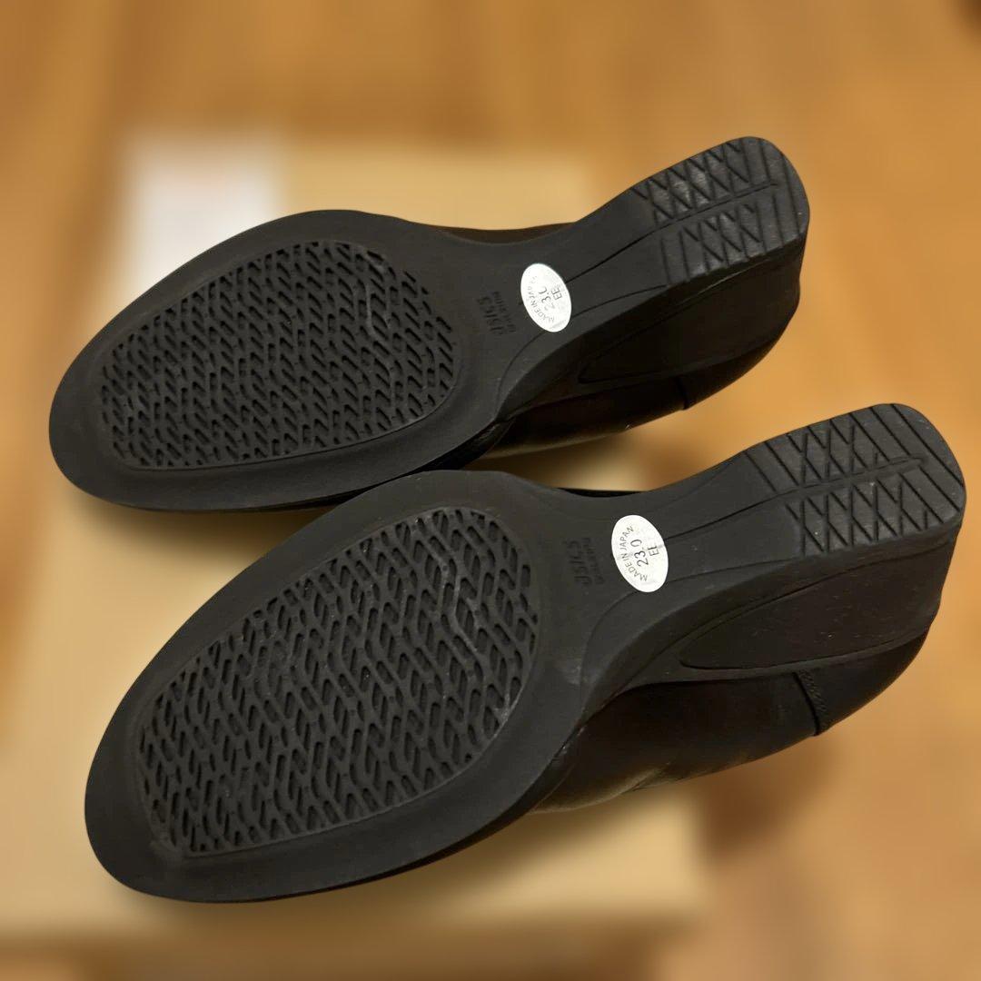 新品　23.0 黒靴アシックス　ペダラ　レディース　日本製