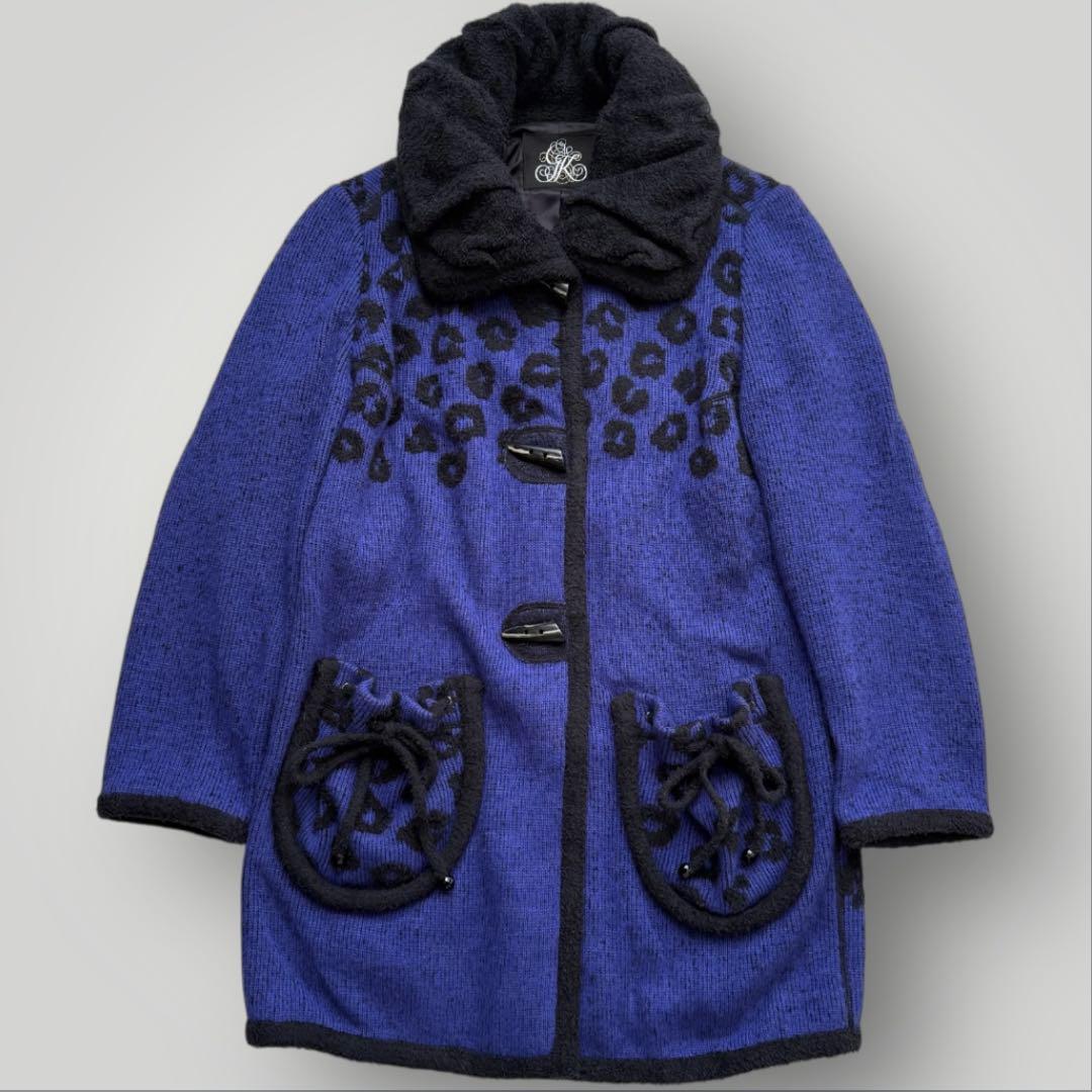 美品☆伊太利屋 ロングカーディガン ロングコート アンゴラ アニマル レオパード