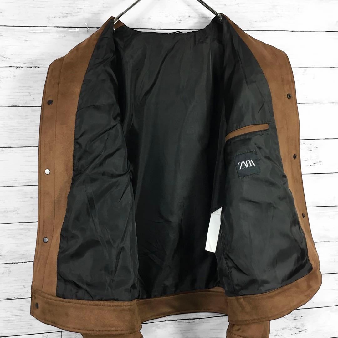 ZARA ザラ フェイクスエード トラッカージャケット ブラウン Lサイズ