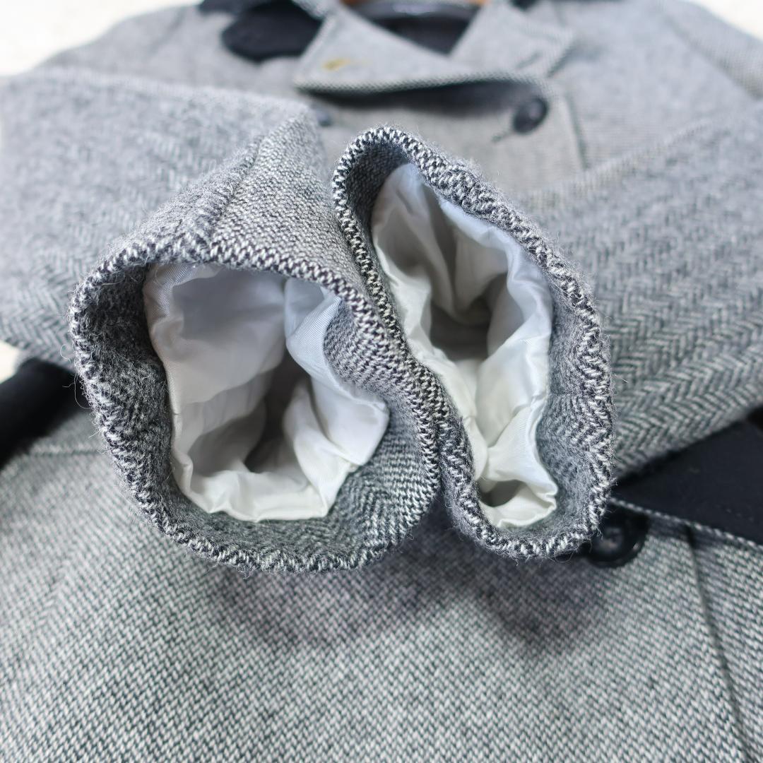 ポールスミス ロングコート バイカラー ヘリンボーン ウール グレー 黒 38