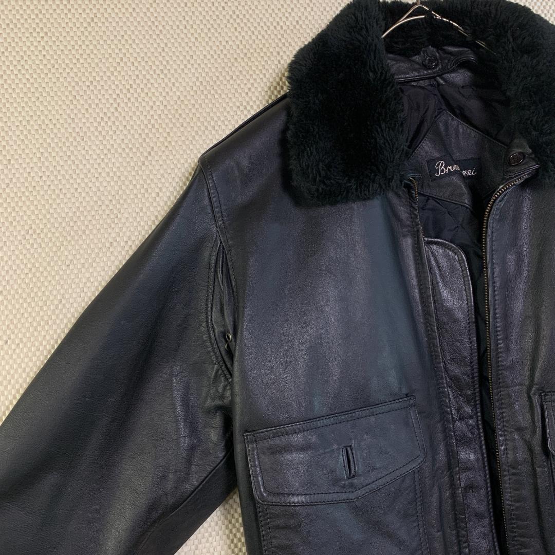 フライトジャケット レザージャケット G1 襟ボア 本革 黒 古着