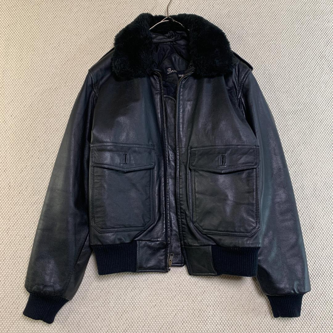 フライトジャケット レザージャケット G1 襟ボア 本革 黒 古着