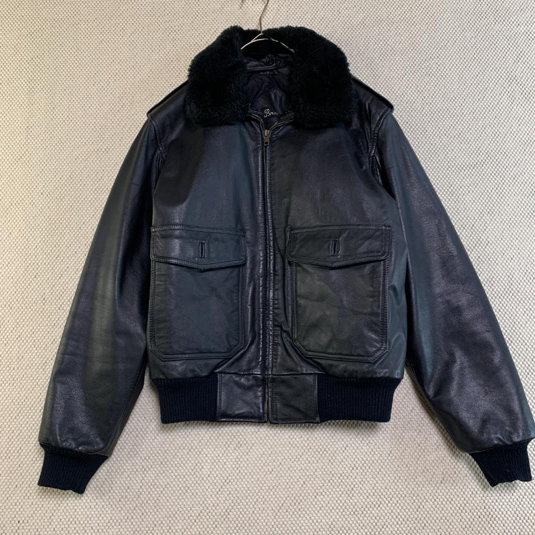 フライトジャケット レザージャケット G1 襟ボア 本革 黒 古着