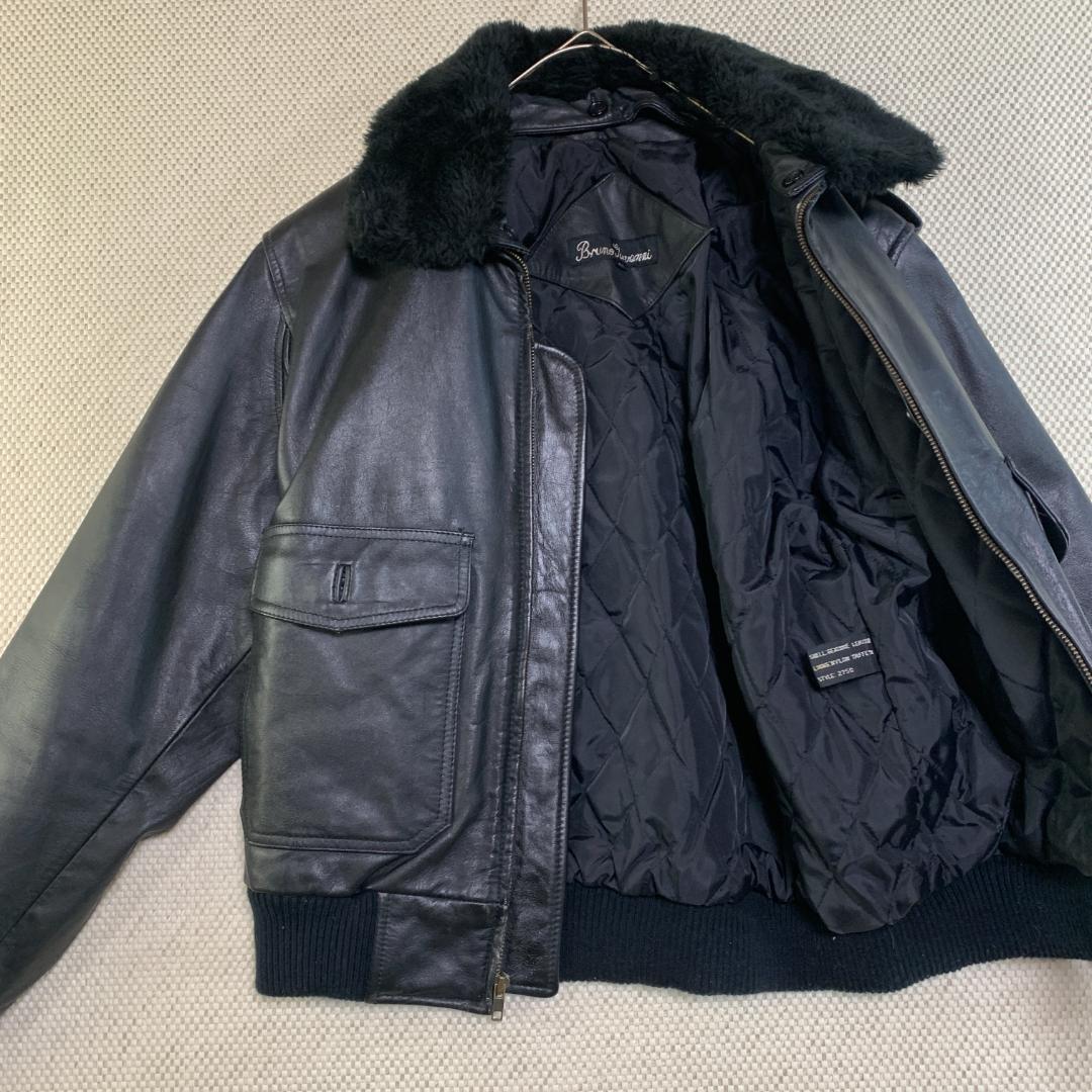 フライトジャケット レザージャケット G1 襟ボア 本革 黒 古着