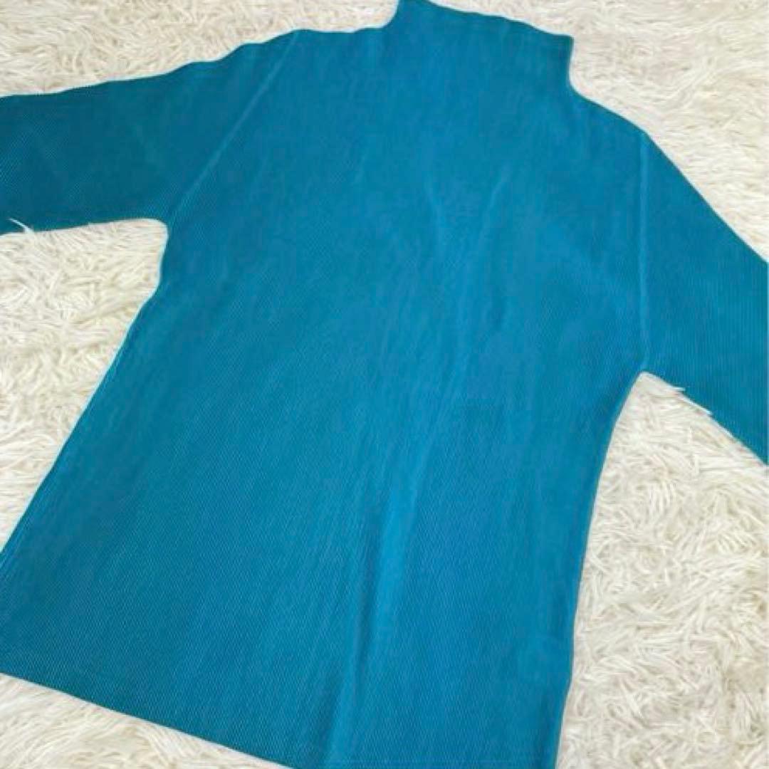 【週末値下げ　美品】pleats please シャツ　半袖　ブルー　サイズ3