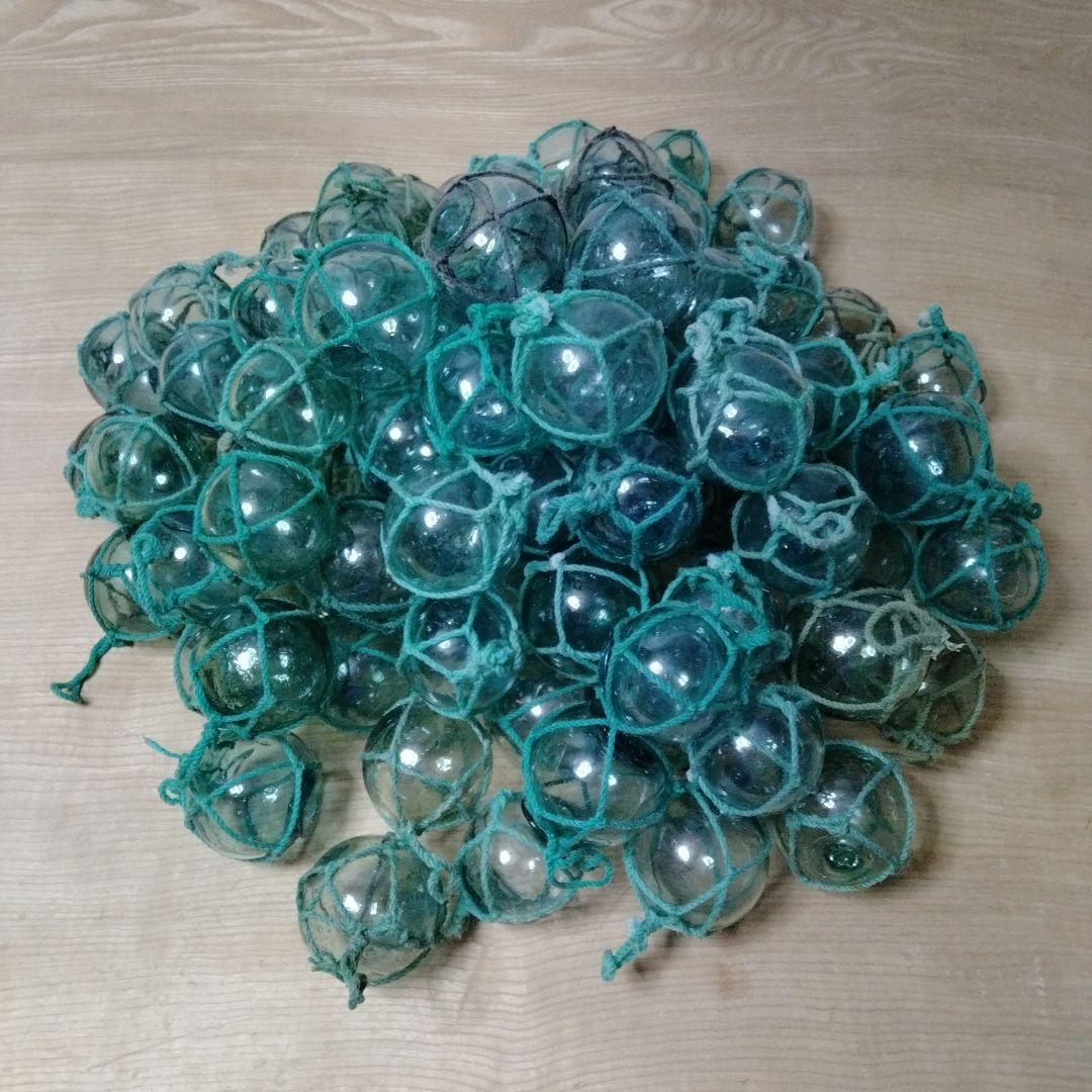 ガラス浮球　浮き玉　ガラス玉　漁具　 １０１個セット　網紐付き