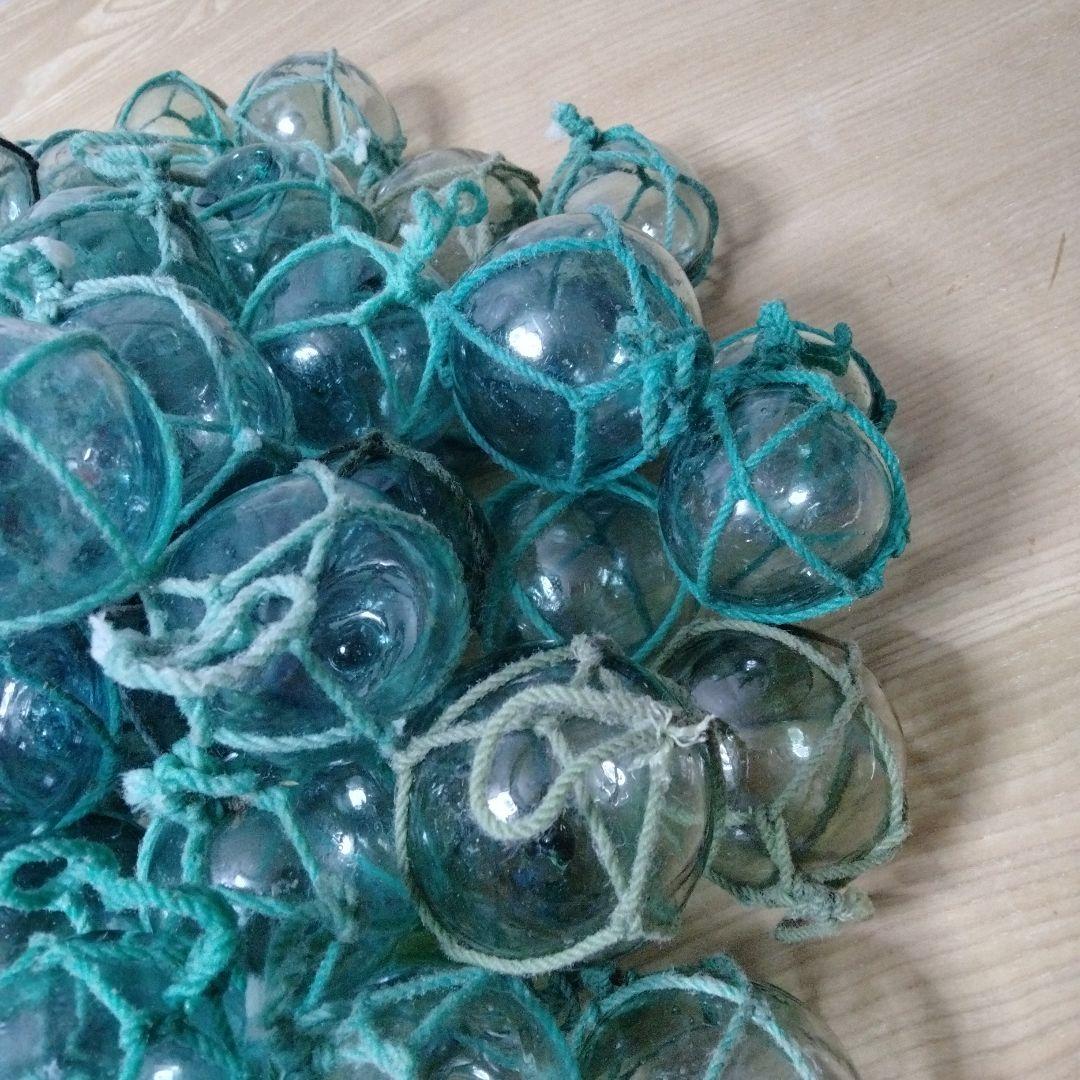 ガラス浮球　浮き玉　ガラス玉　漁具　 １０１個セット　網紐付き