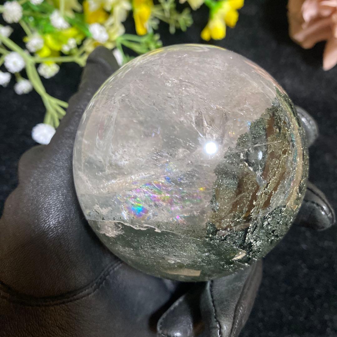 グリーンガーデンクォーツ スフィア 虹入り