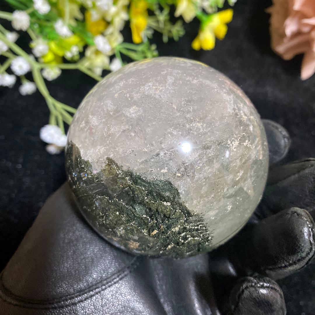 グリーンガーデンクォーツ スフィア 虹入り
