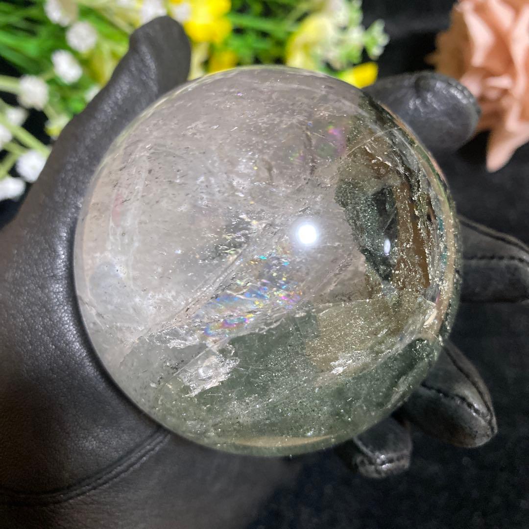 グリーンガーデンクォーツ スフィア 虹入り