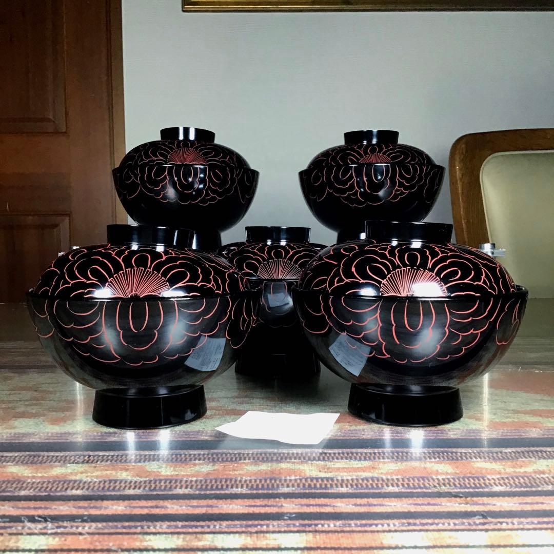 『スタうー特価』　越前塗　山久漆工　蓋付お椀　5客