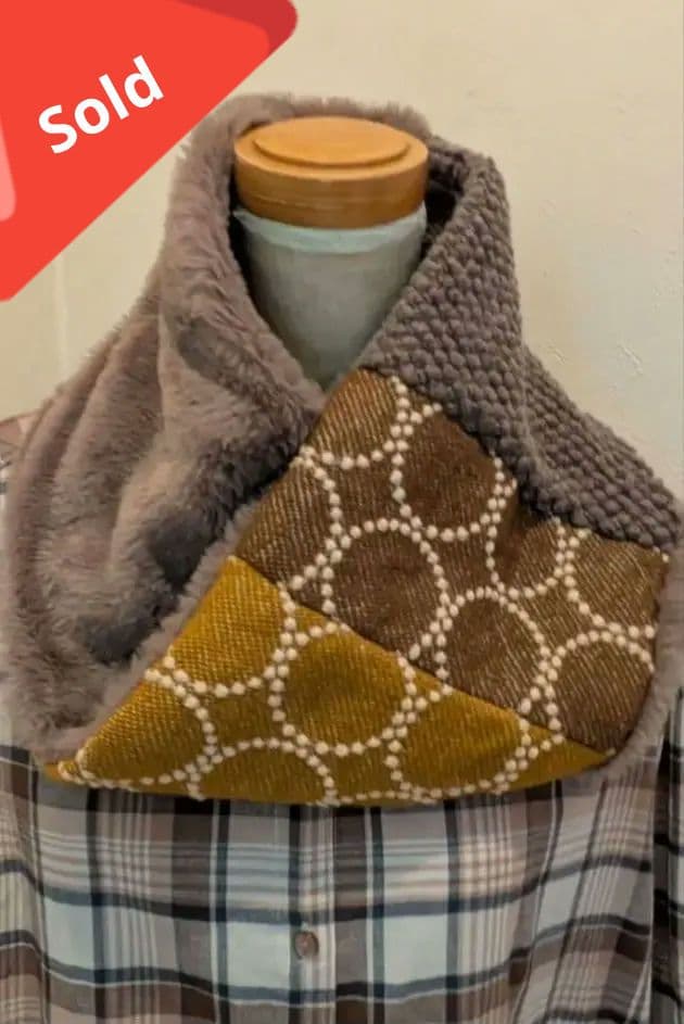 ミナペルホネン スヌード 茶色&マスタード ハンドメイド