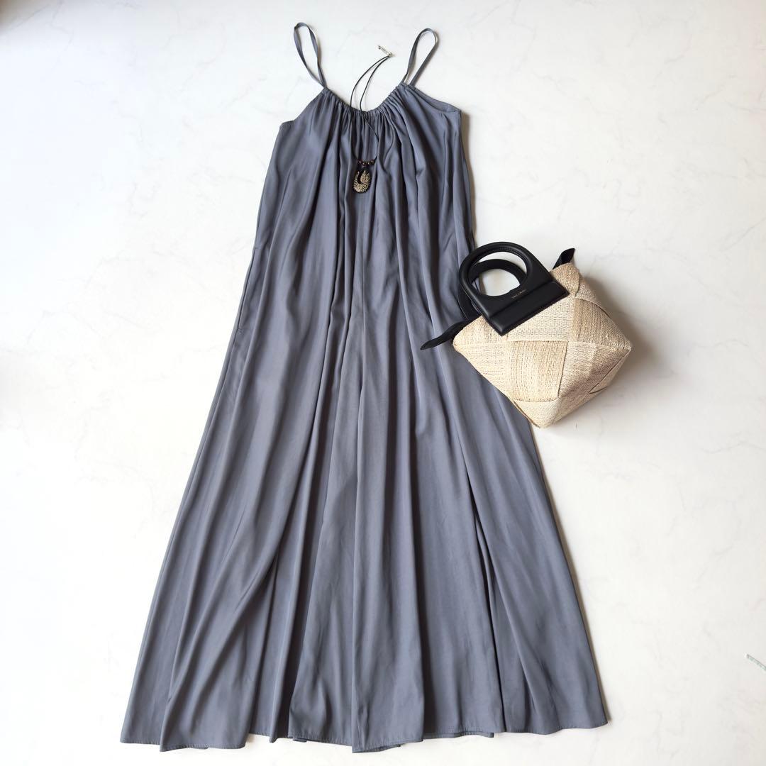 未使用級✨️22SS　カオス　リップサテンキャミオールインワン　ブルーグレー　38