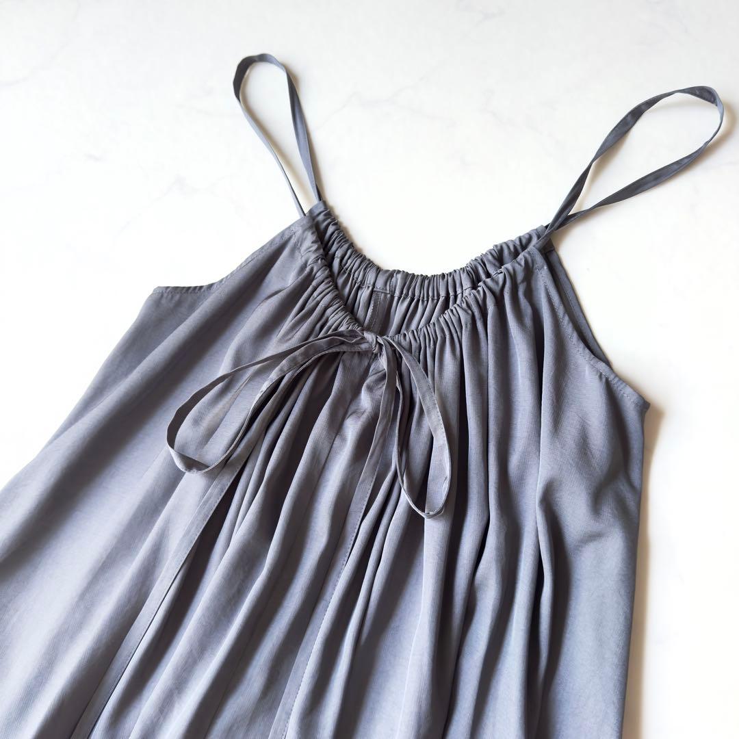 未使用級✨️22SS　カオス　リップサテンキャミオールインワン　ブルーグレー　38