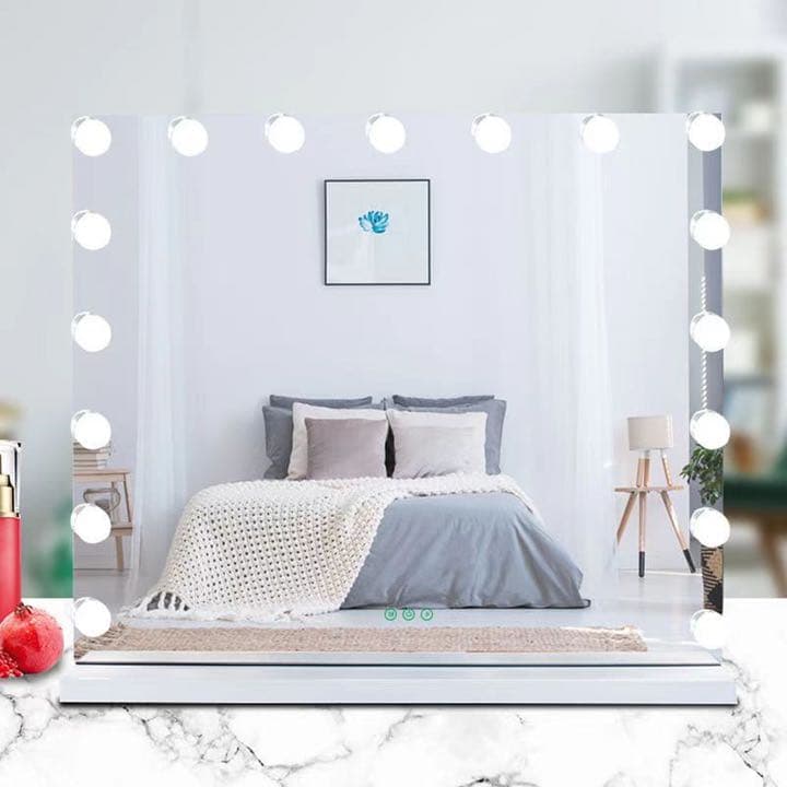 女優ミラー 人気 LED ハリウッドミラー 電球風　ホワイト　50*60cm