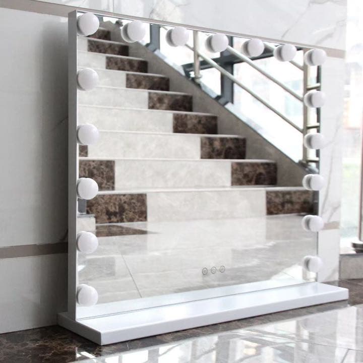 女優ミラー 人気 LED ハリウッドミラー 電球風　ホワイト　50*60cm