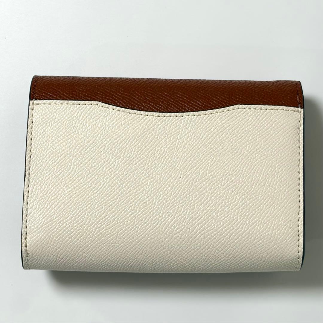 【未使用】COACH コーチ 二つ折り財布 レザー ブラウン マルチカラー
