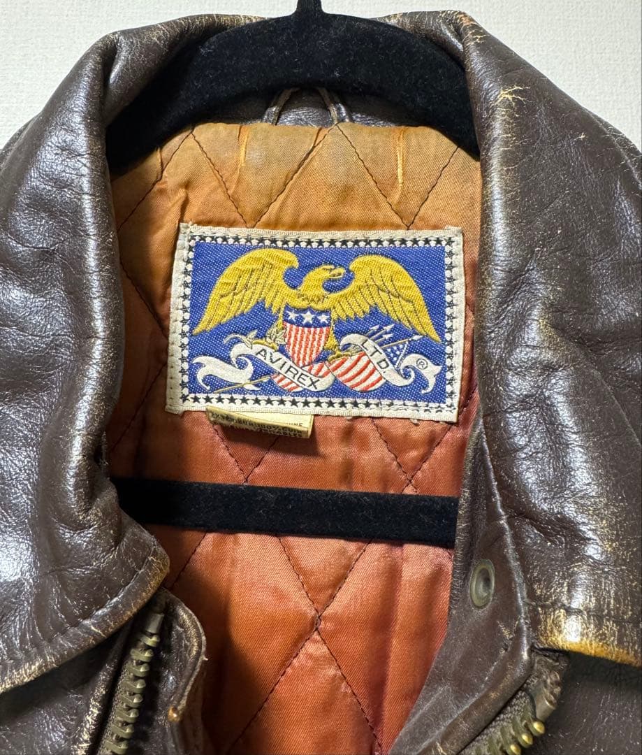 【AVIREX】レザージャケット茶S