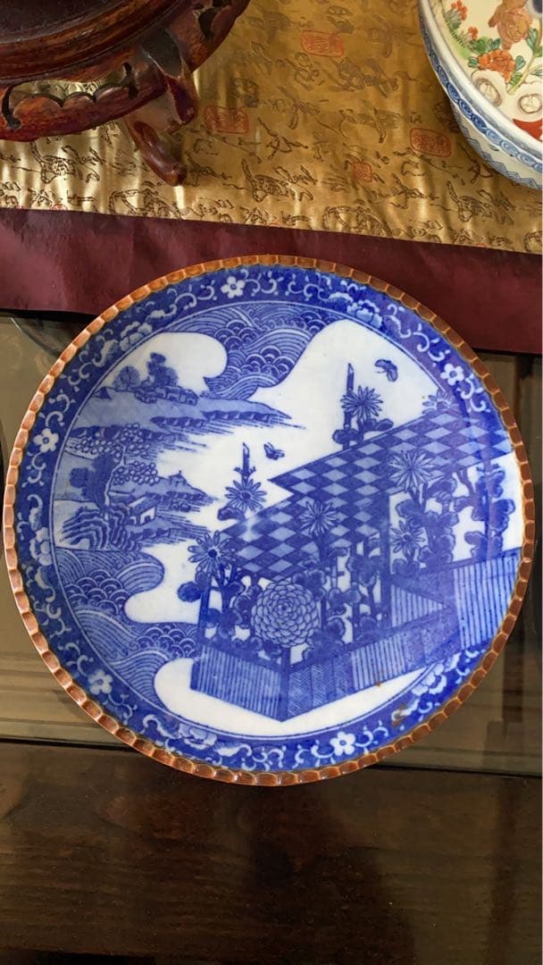 青白い陶器皿　いげ皿