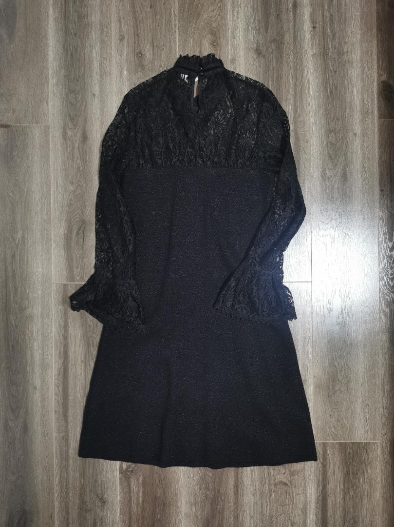 エレガント ブラック ワンピース 膝丈