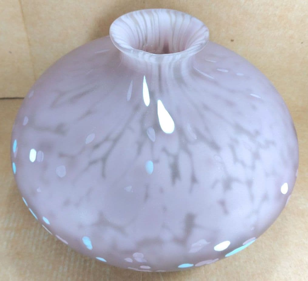 【本物保証】藤田喬平 手吹 金彩 花瓶(薄紫系) 共箱 栞 デパートカード