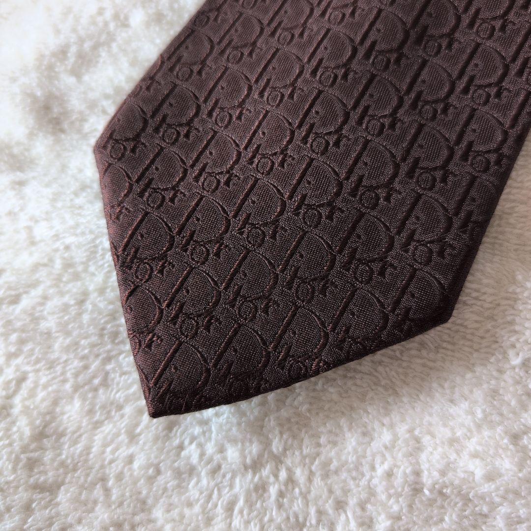 ★綺麗★　クリスチャンディオール　ネクタイ　総柄　ブラウン　ビジネス　トロッター