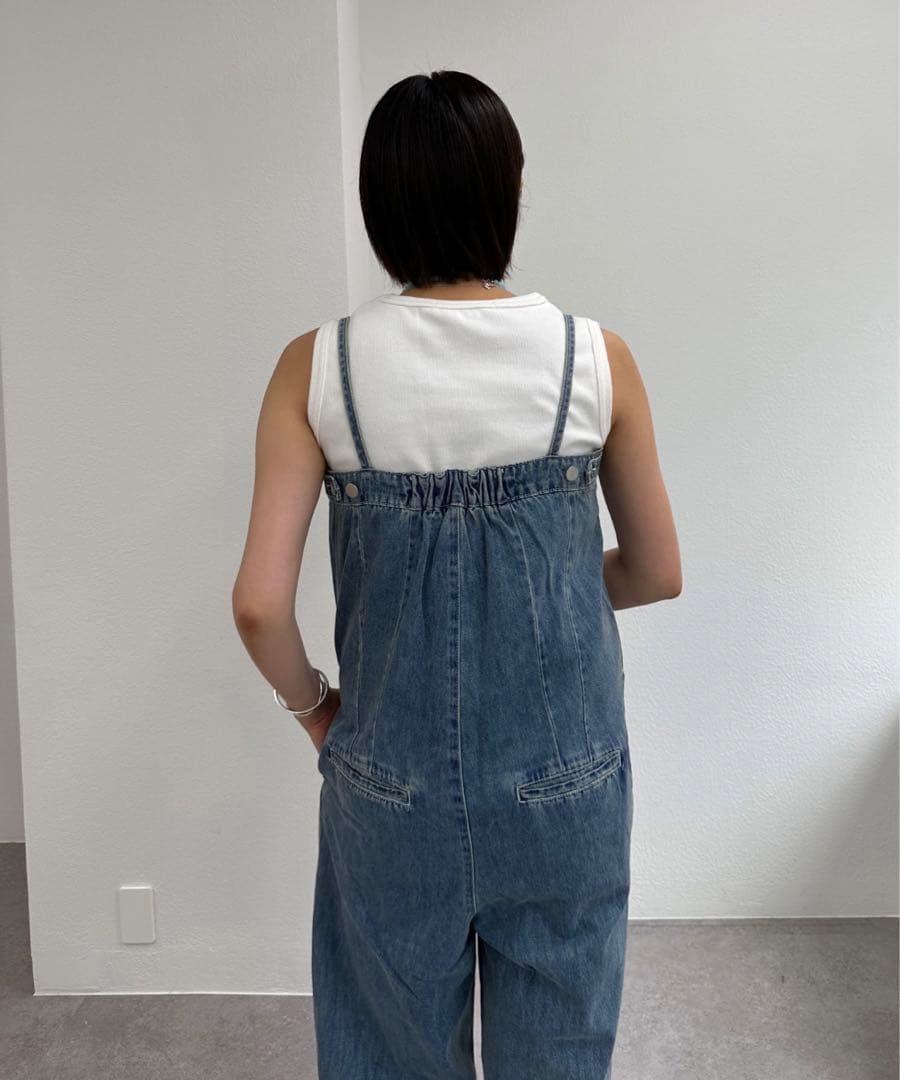 デニムブルー ワイドレッグサロペット