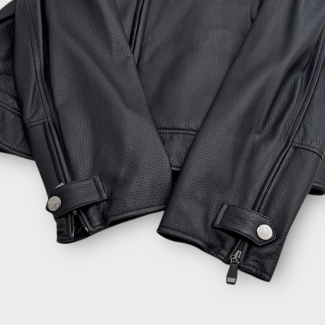 極美品 Brioni バイカーブルゾン レザージャケット 56サイズ ネイビー