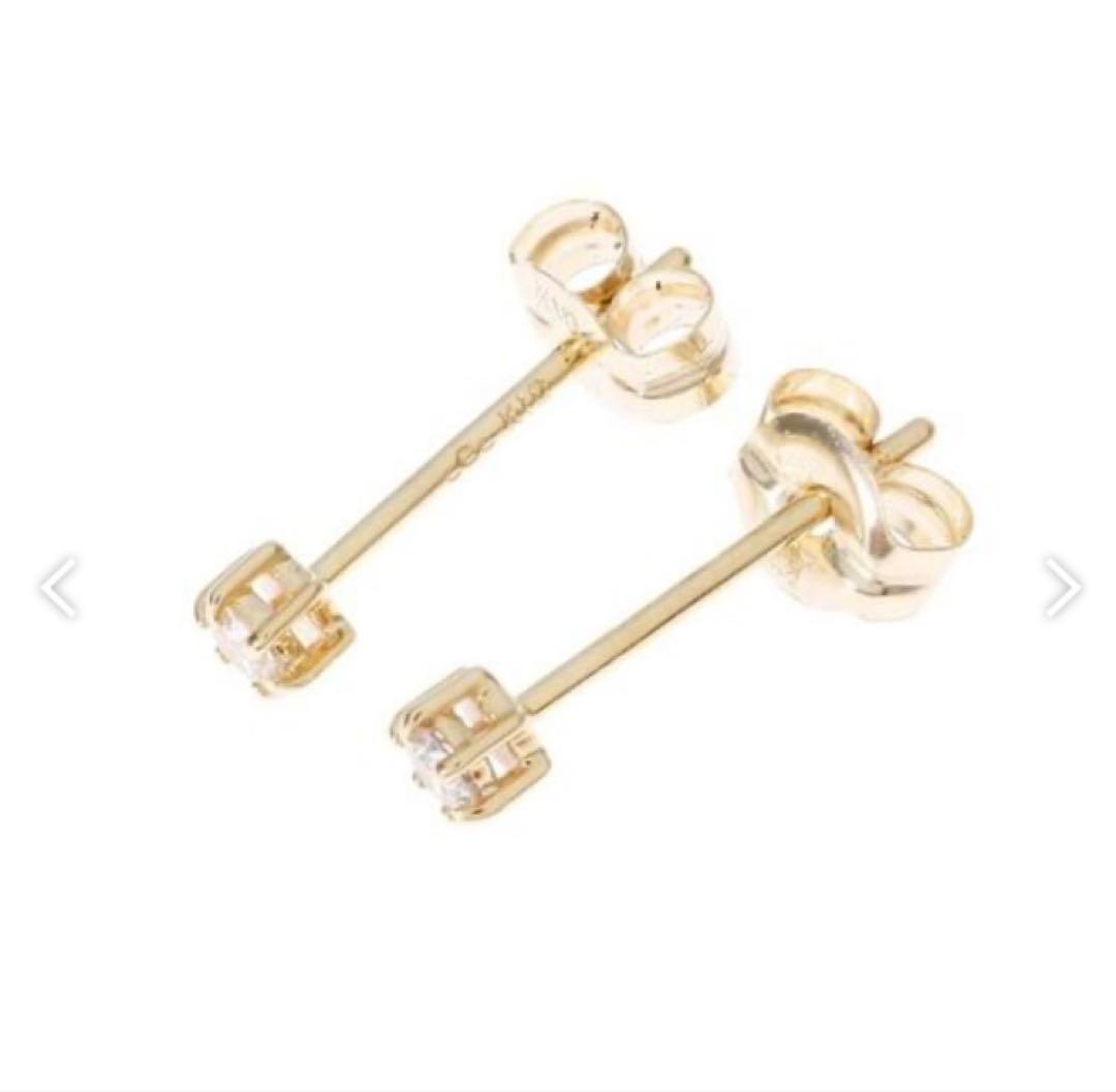 COCOSHNIK K10YG ダイヤモンド6本爪ピアス｜※キャッチ難あり