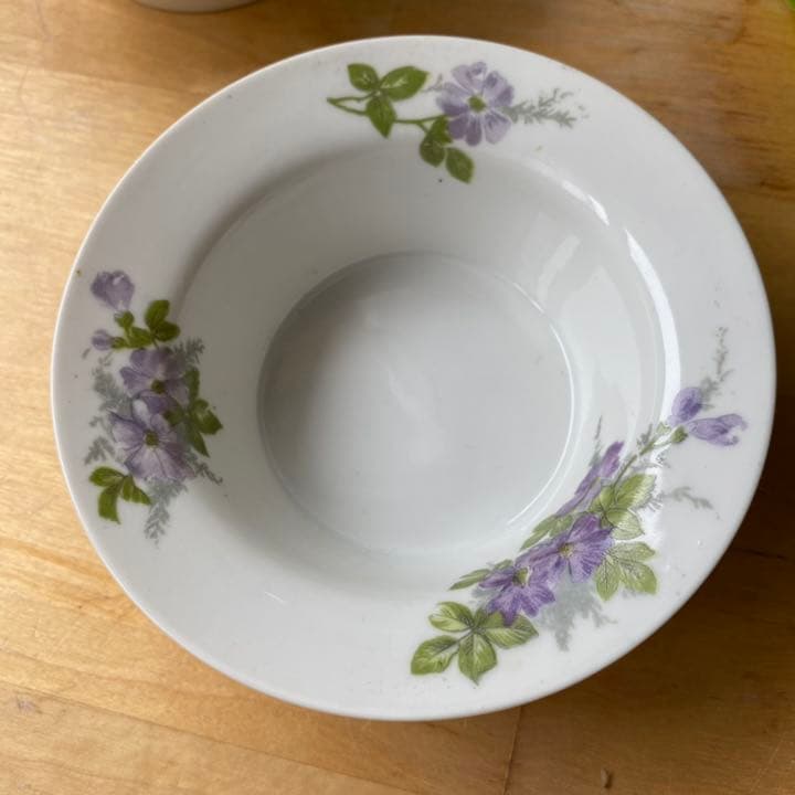 レア　RC オールドノリタケ　カスタードカップ　2客　小皿　スミレ　デザート