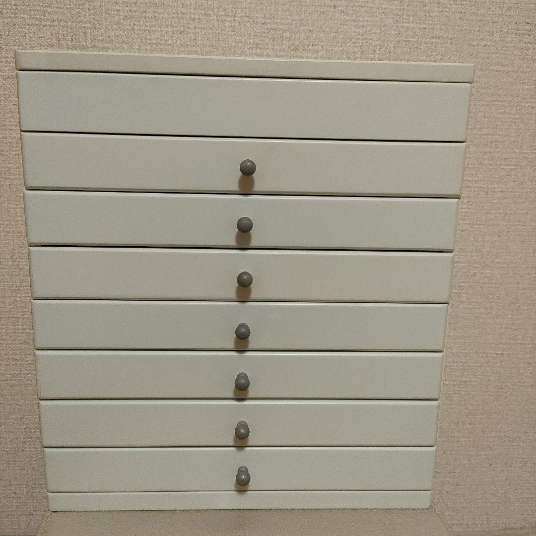 アクセサリーボックス　木製　引き出し7段プラス上段あり　白　ホワイト