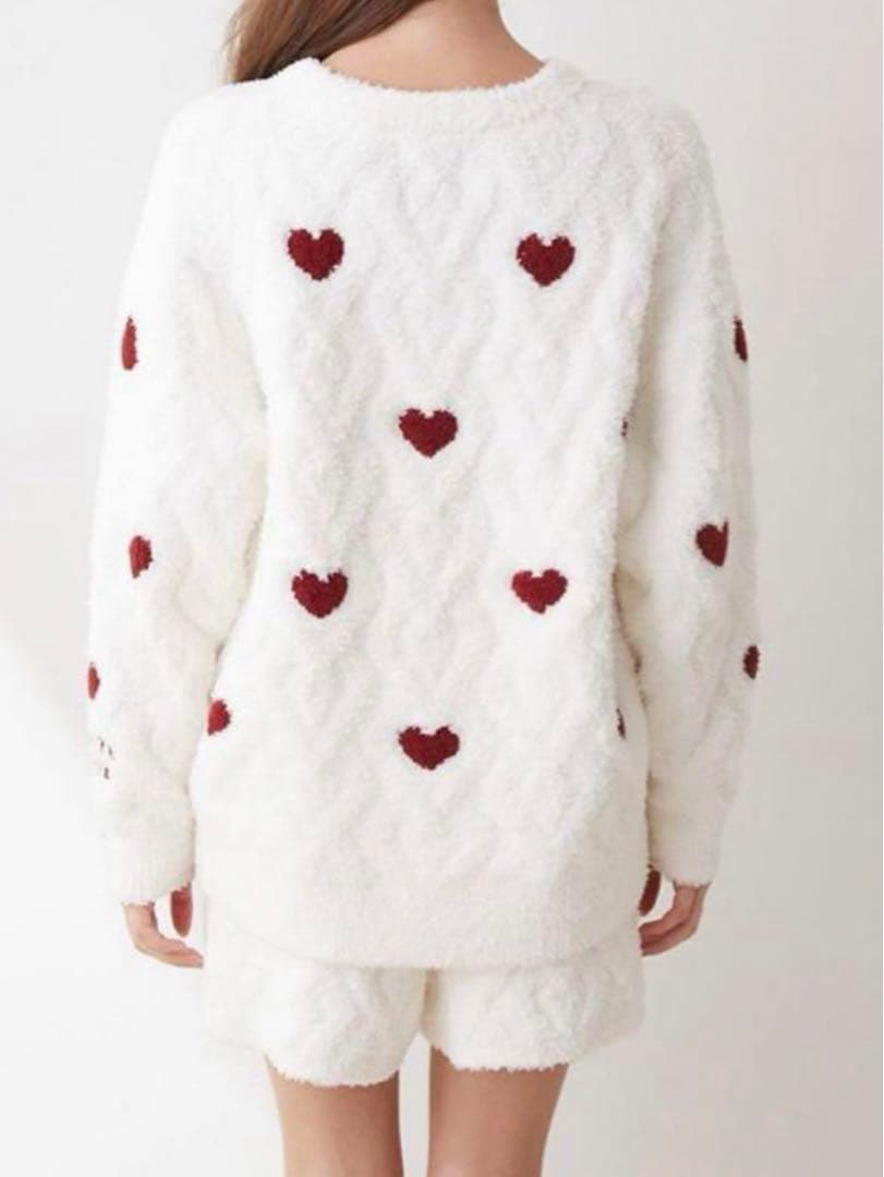 美品 gelato pique ハートジャガードプルオーバー＆ショートパンツ