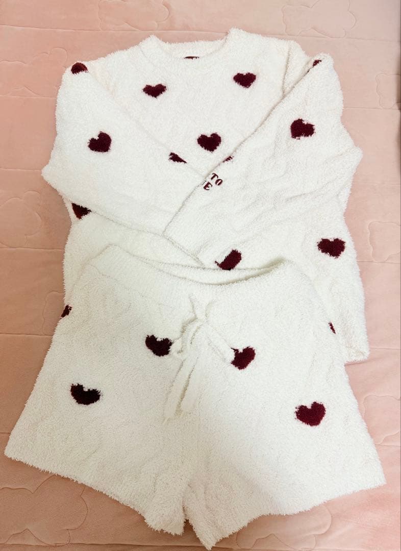 美品 gelato pique ハートジャガードプルオーバー＆ショートパンツ