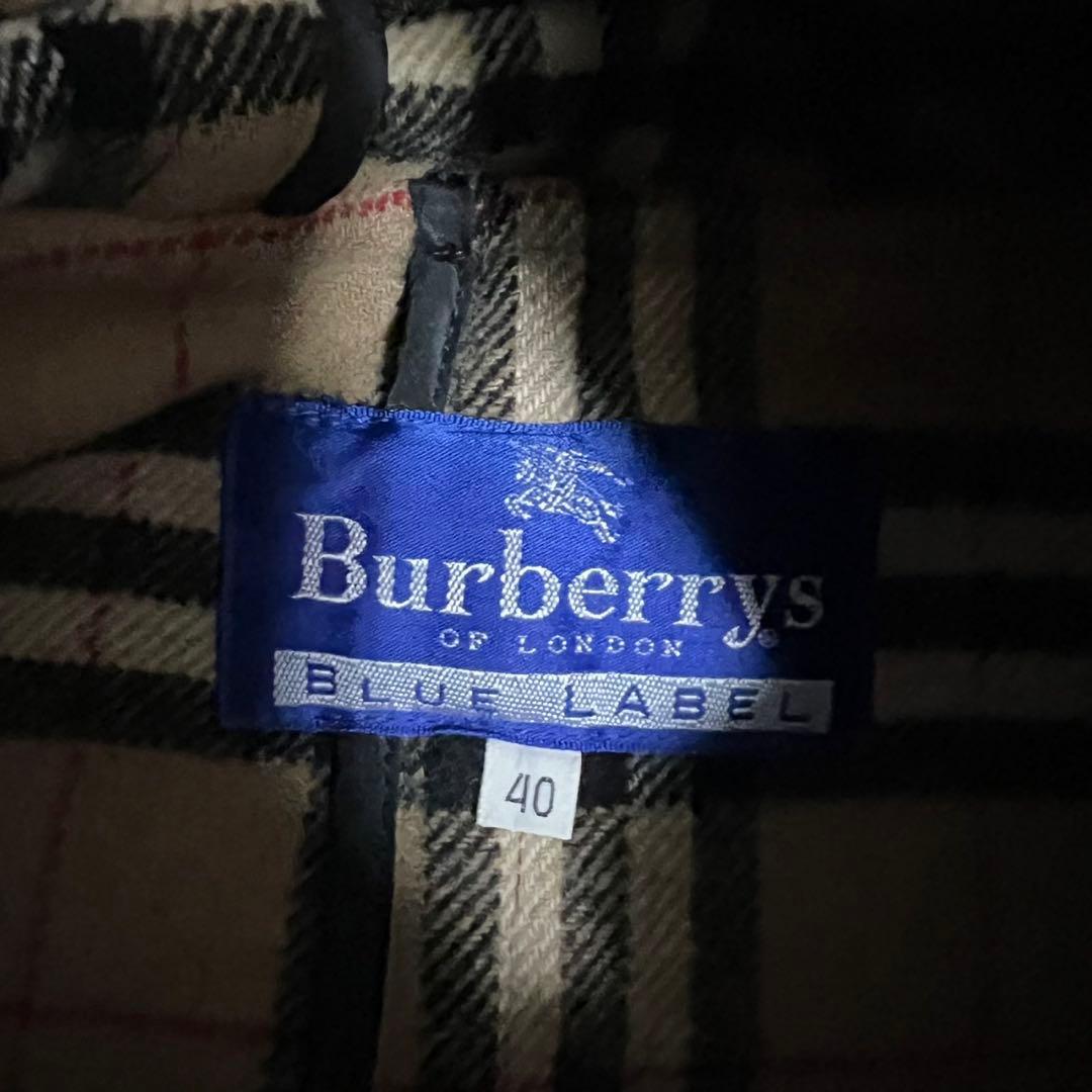 バーバリーズブルーレーベル　ロングダッフルコート　ノバチェック　ダブルフェイス