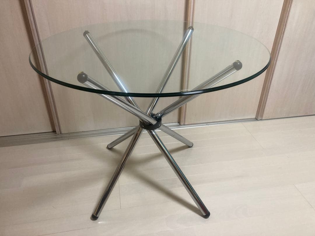 円形ダイニングテーブル 強化ガラス