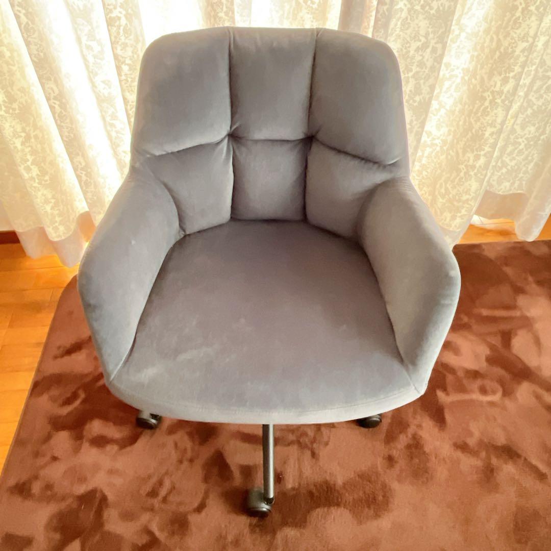 金田一様リクエスト品】ヤマソロ ベロア オフィスチェア デスクチェア ネージュ