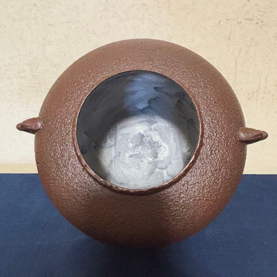 風炉 茶釜 電熱器 唐銅鬼面風炉釜 南鐐撮(銀摘)野々田製電熱器 敷板 底瓦