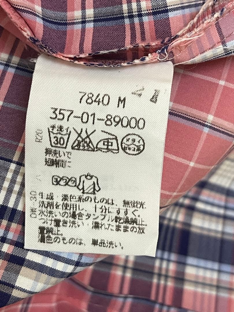 Vivienne Westwoodピンク系チェック 半袖シャツ 重ね襟