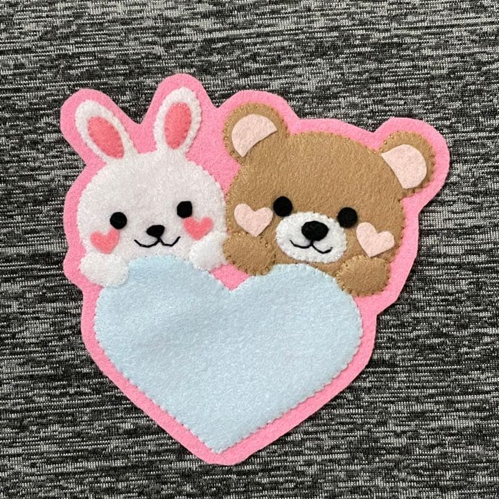 くまさんとうさぎ　フェルト名札　ワッペン