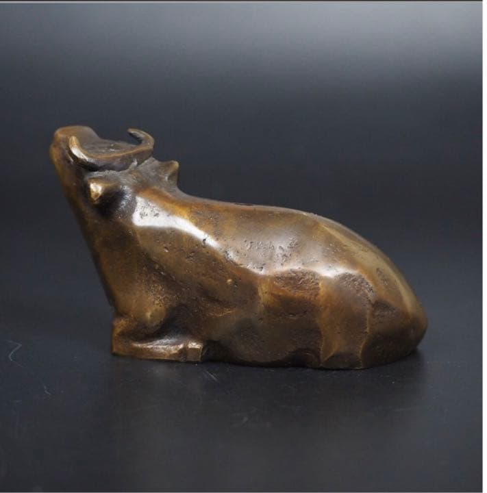 送料無料　時代物　作家物　宗雲造　銅製牛水滴　文房具