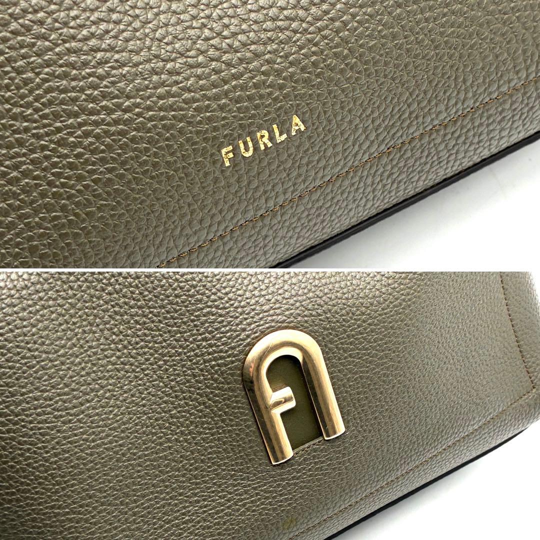 美品 フルラ プリムラ ホーボーバッグ L レザー 肩掛け A4可 カーキ