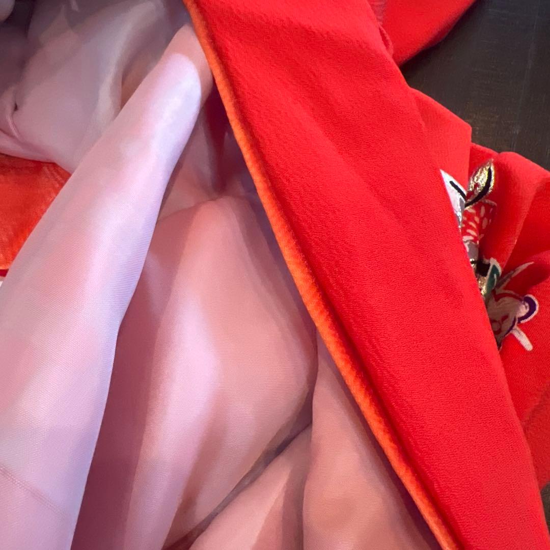 アンティーク 七五三 七歳 着物 作り帯 草履他小物一式 フルセット 御所車 絹