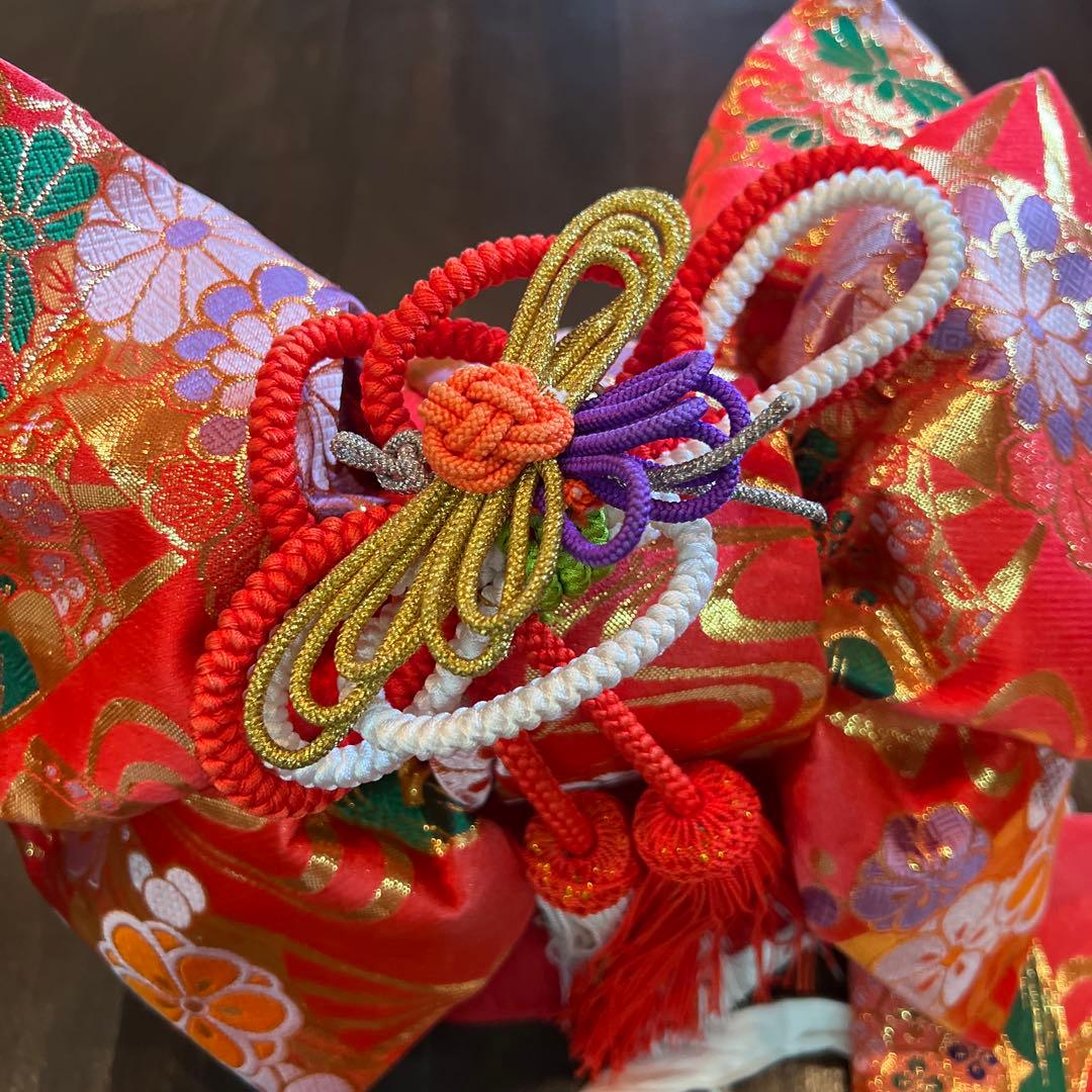 アンティーク 七五三 七歳 着物 作り帯 草履他小物一式 フルセット 御所車 絹