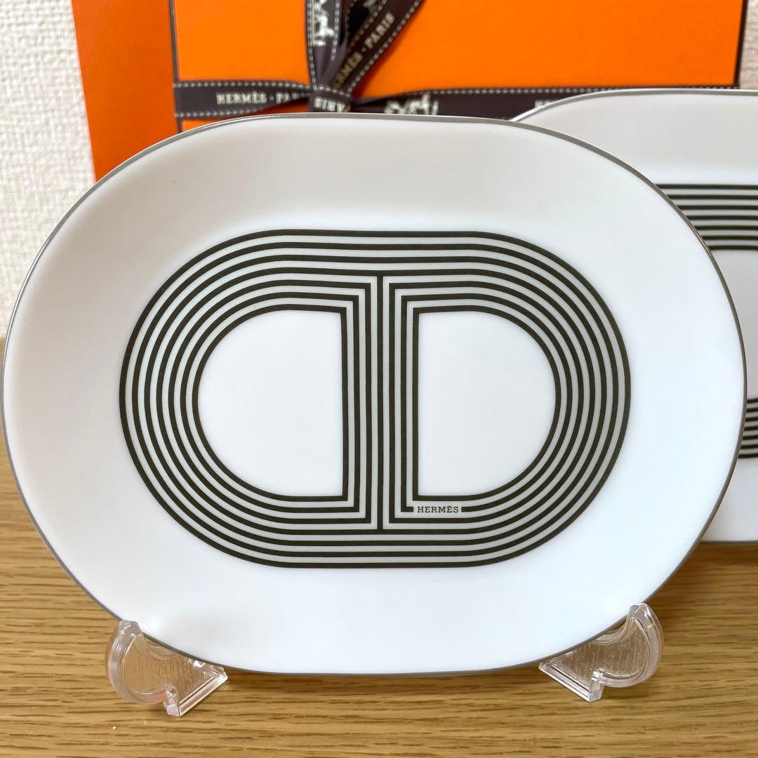 【ホワイト 2枚】エルメス ラリー 24 オーバルプレートミニ 15cm