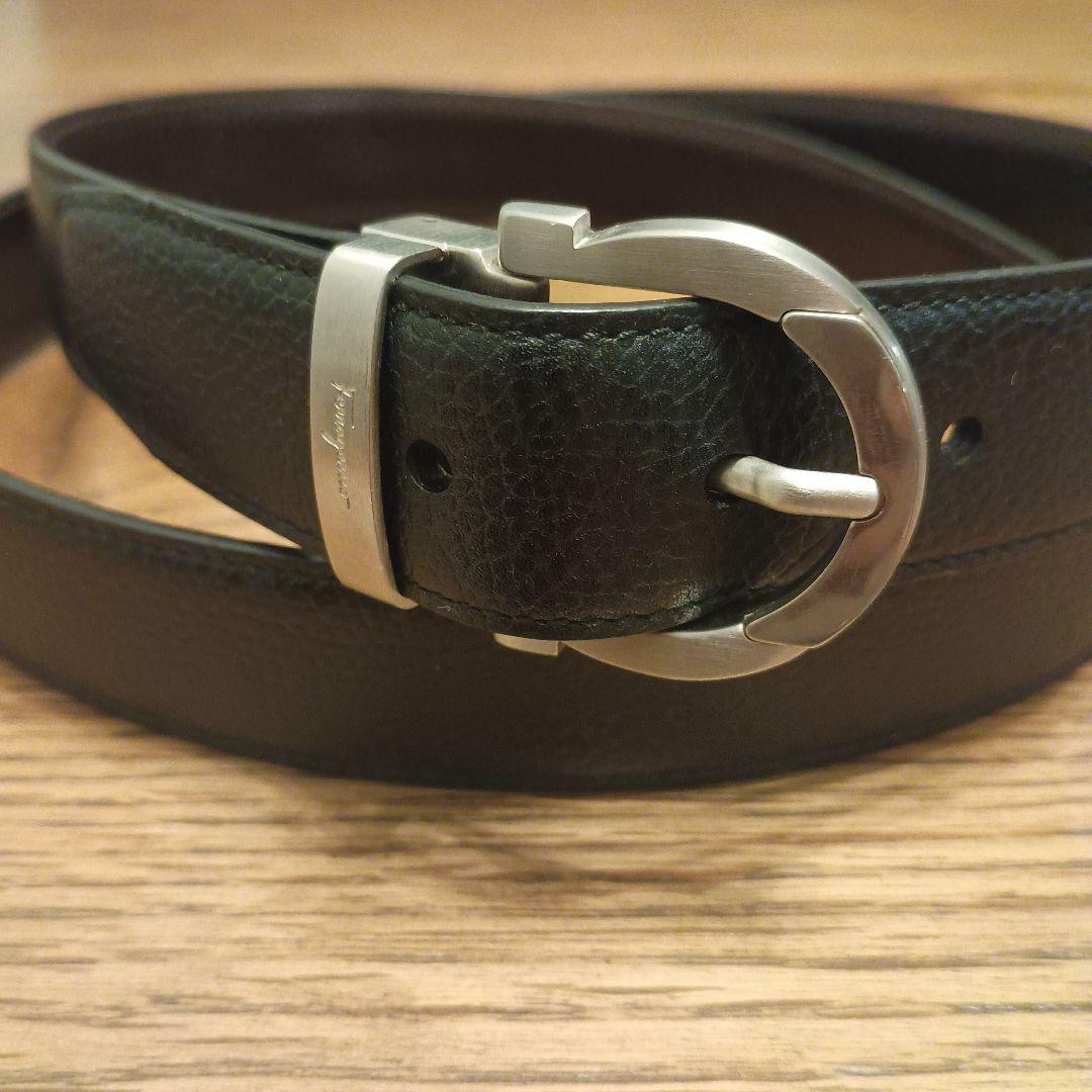 フェラガモ 本革レザーベルト ブラウン×ブラック 両面使用可能