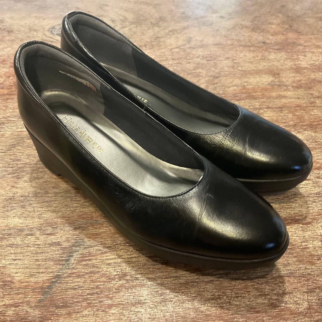 美品 ヒルズアベニュー 23cm ウェーブソール パンプス シューズ ブラック