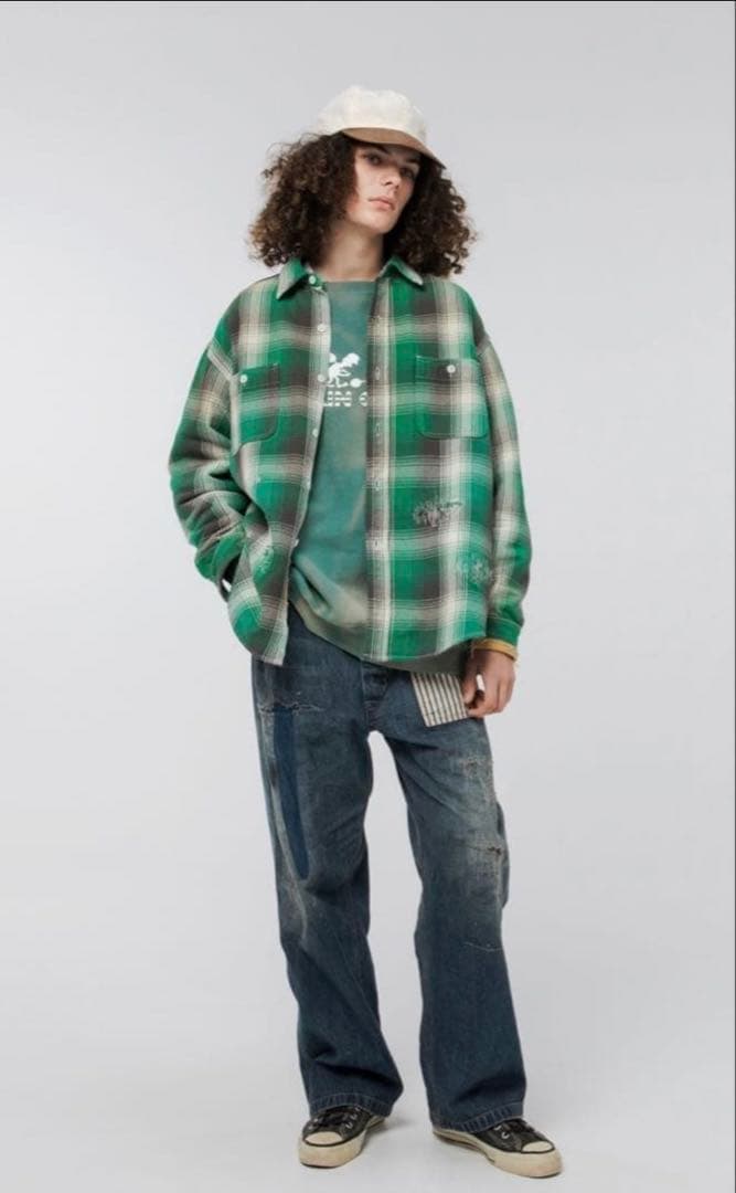 トップス BOWWOW HEAVY WEIGHT FLANNEL SHIRTS AGING