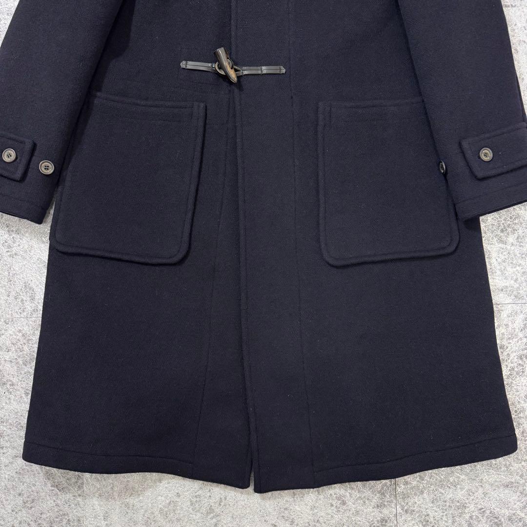 美品 グローバーオール ELIZA ロングダッフルコート 裏地チェック 44 紺